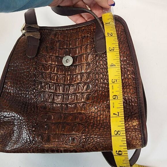 BRIGHTON Brown Crocco Embossed Strap Over Shoulder Bag - Picture 11 of 15